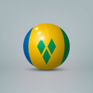 Saint Vincent bayrağı taşıyan gerçekçi parlak plastik top veya küre
