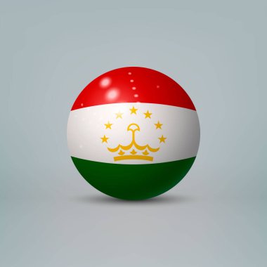 3D gerçekçi, parlak plastik top ya da Tacikist bayrağı taşıyan küre