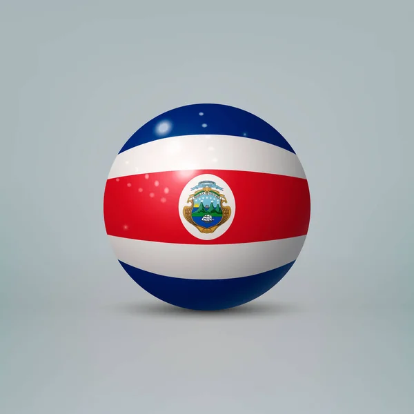 Realistische Glanzende Plastic Bal Bol Met Vlag Van Costa Rica — Stockvector