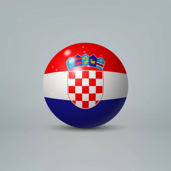 Bola Esfera Plástico Brillante Realista Con Bandera Croacia — Archivo Imágenes Vectoriales