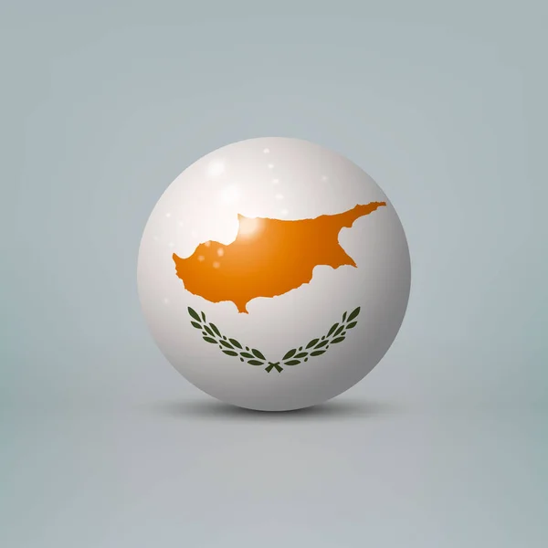 Realistic Glossy Plastic Ball Sphere Flag Cyprus — Stock Vector