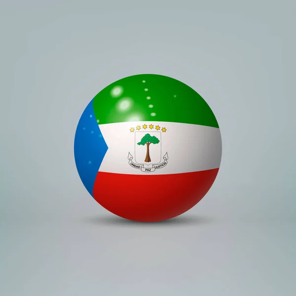 Palla Sfera Plastica Lucida Realistica Con Bandiera Della Guinea Equatoriale — Vettoriale Stock