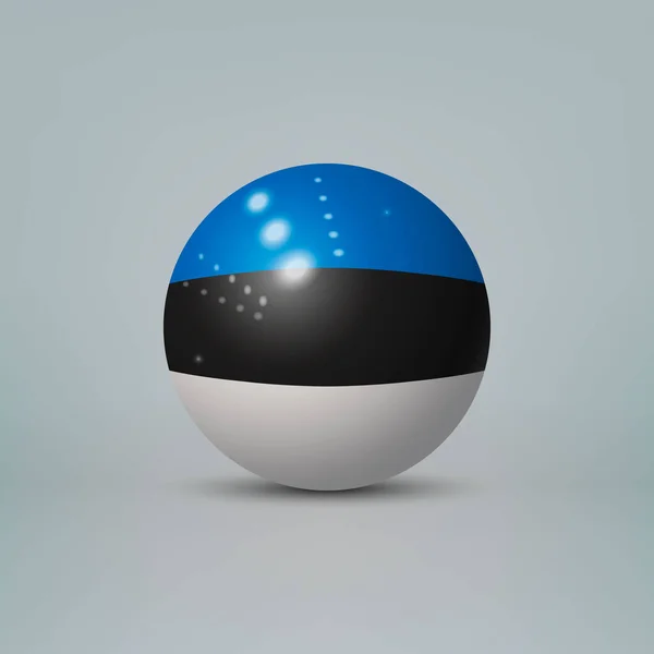 Estonya Bayraklı Gerçekçi Plastik Top Veya Küre — Stok Vektör