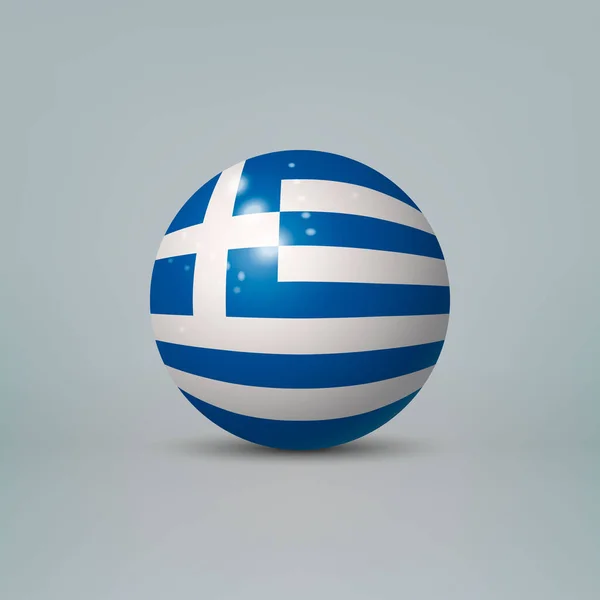 Realistyczna Błyszcząca Plastikowa Kula Lub Kula Flagą Grecji — Wektor stockowy