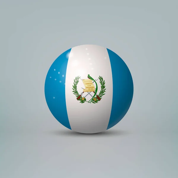 Realistic Glossy Plastic Ball Sphere Flag Guatemala — Stock Vector