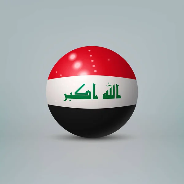 Bola Esfera Plástico Brillante Realista Con Bandera Irak — Archivo Imágenes Vectoriales