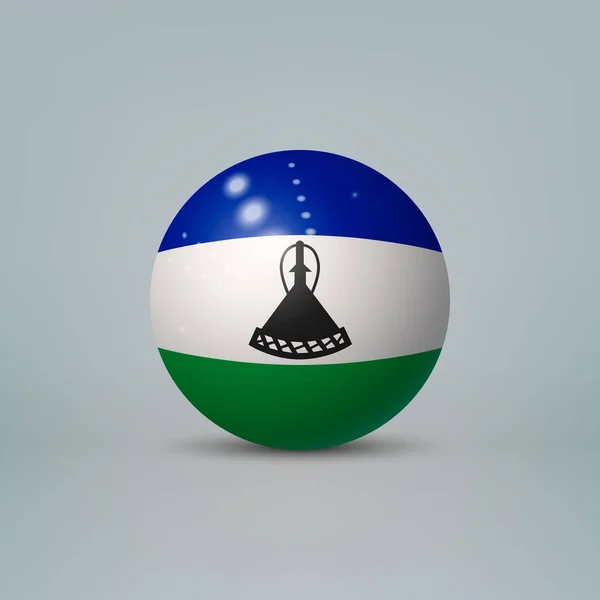 Realistisk Blank Plast Boll Eller Sfär Med Flagga Lesotho — Stock vektor