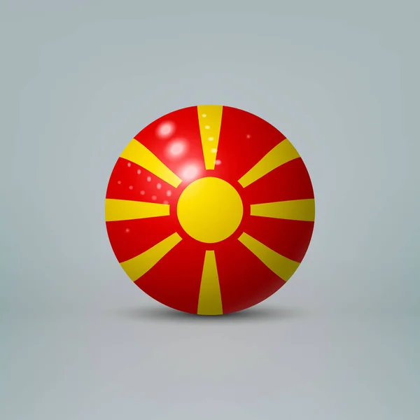 Kuzey Makedonya Bayrağı Taşıyan Gerçekçi Parlak Plastik Top Veya Küre — Stok Vektör