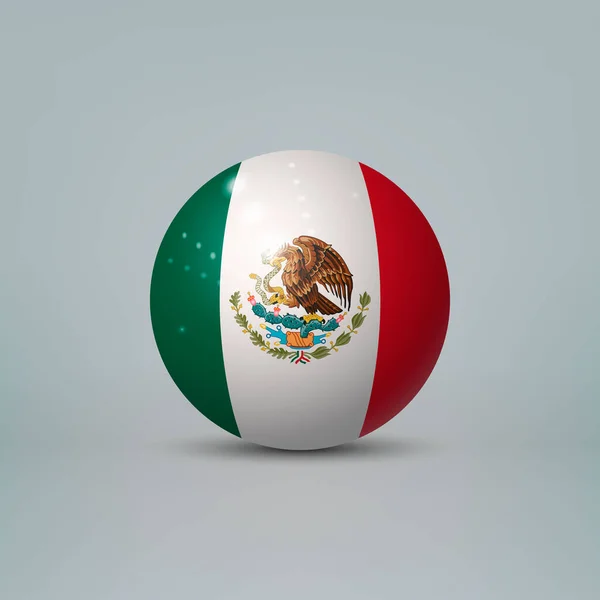 Bola Plástico Brilhante Realista Esfera Com Bandeira México — Vetor de Stock