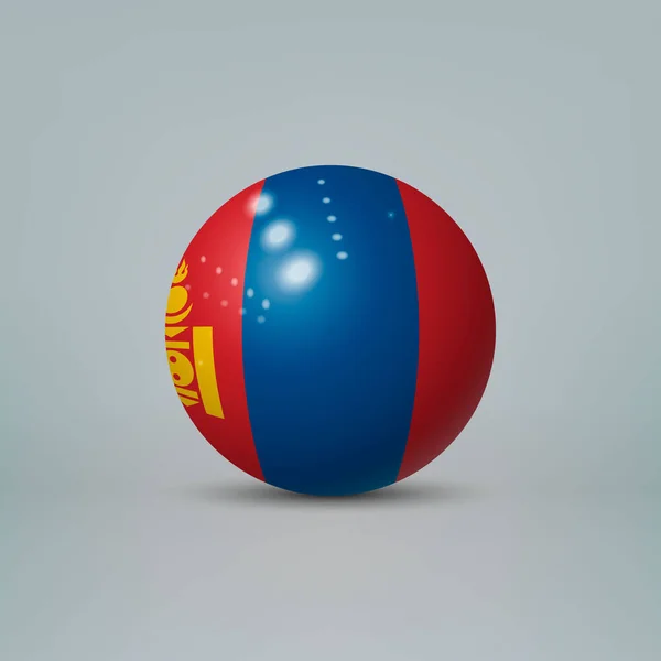 Realistic Glossy Plastic Ball Sphere Flag Mongolia — Stock Vector