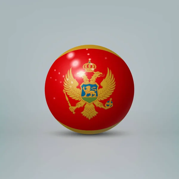 Realistic Glossy Plastic Ball Sphere Flag Montenegro — Stock Vector