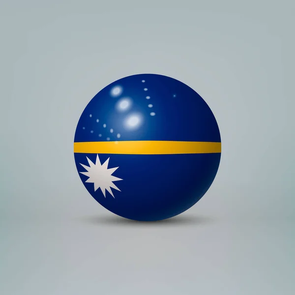 Bola Esfera Plástico Brillante Realista Con Bandera Nauru — Vector de stock