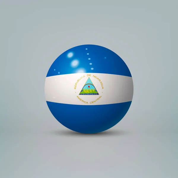 Bola Esfera Plástico Brillante Realista Con Bandera Nicaragua — Archivo Imágenes Vectoriales