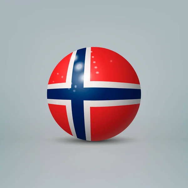 Bola Esfera Plástico Brillante Realista Con Bandera Noruega — Archivo Imágenes Vectoriales