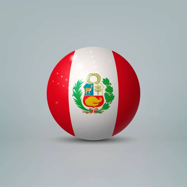 Realistic Glossy Plastic Ball Sphere Flag Peru — Stock Vector