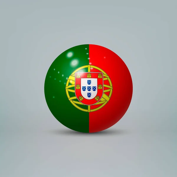 Bola Plástico Brilhante Realista Esfera Com Bandeira Portugal — Vetor de Stock