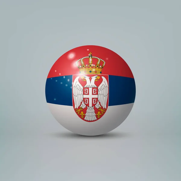 Bola Plástico Brilhante Realista Esfera Com Bandeira Sérvia — Vetor de Stock