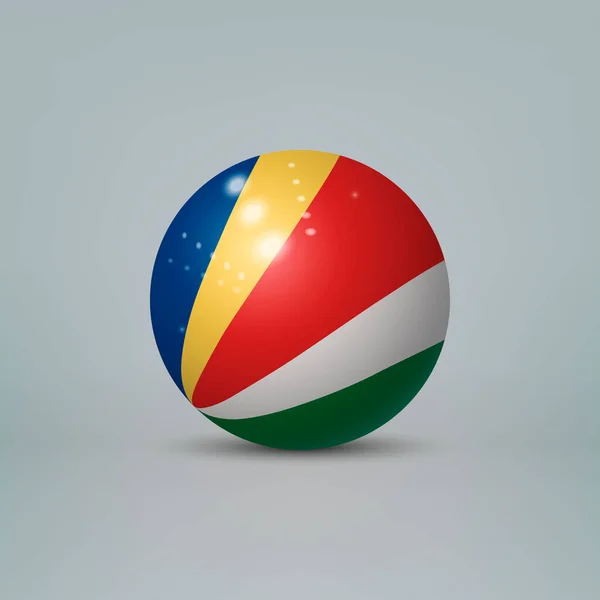 Bola Esfera Plástica Brillante Realista Con Bandera Seychelles — Vector de stock