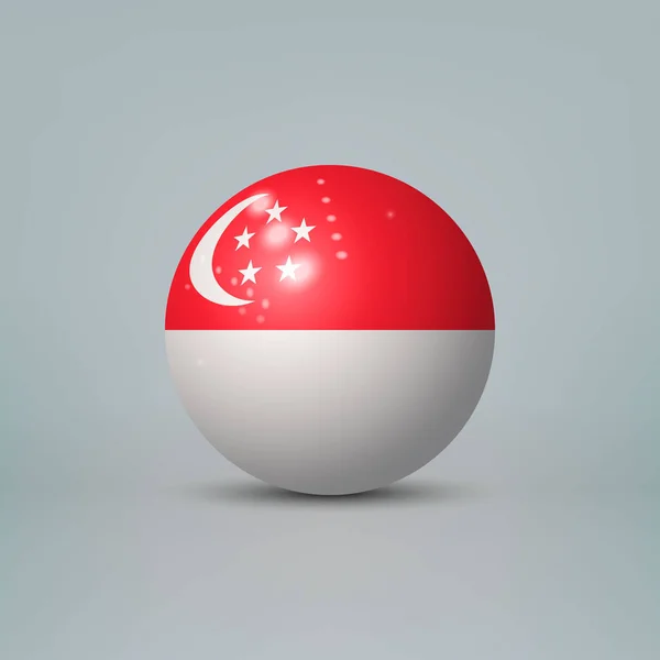 Bola Esfera Plástica Brillante Realista Con Bandera Singapur — Vector de stock