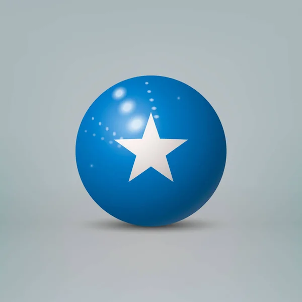 現実的な光沢のあるプラスチックボールやソマリアのフラグを持つ球 — ストックベクタ
