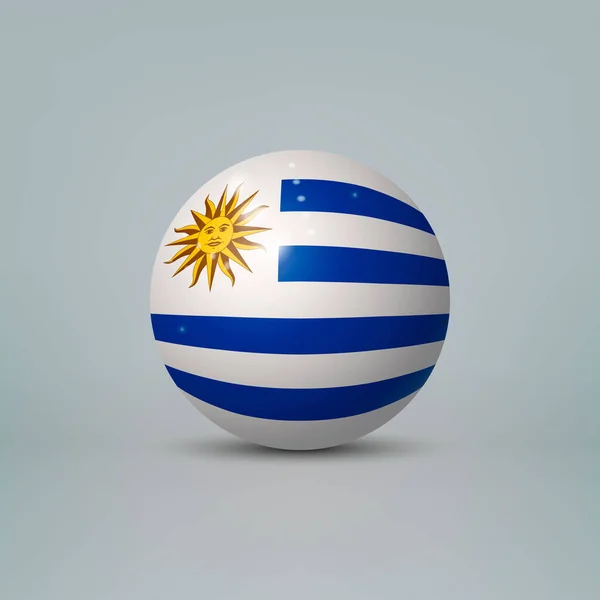 Bola o esfera plástica brillante realista 3d con la bandera de Uruguay — Archivo Imágenes Vectoriales