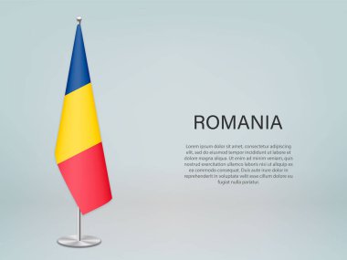 Romanya bayrak sallıyor. Siyasi konferans afişi şablonu