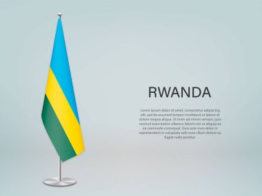 Ruanda bayrağı sallanıyor. Siyasi konferans afişi şablonu