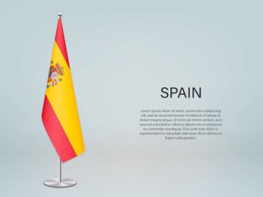 İspanya bayrağı sallanıyor. Siyasi konferans afişi şablonu