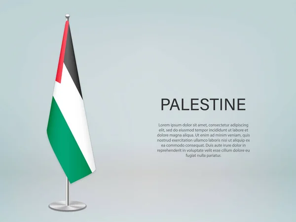 Palestina Appesa Bandiera Sul Banco Modello Banner Conferenza Politica — Vettoriale Stock