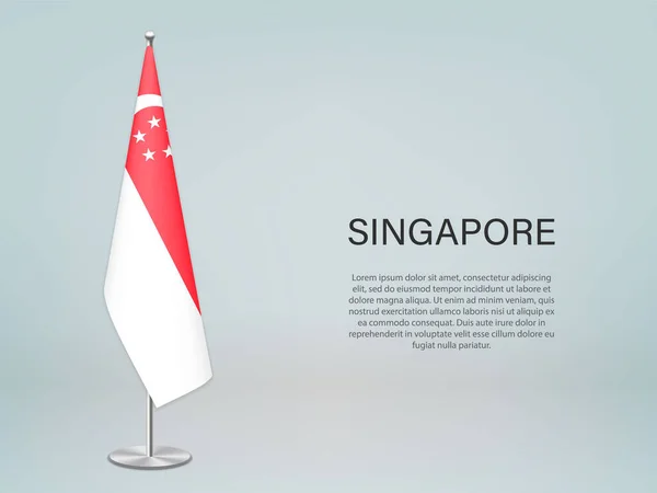 Singapur Hängt Flagge Stand Vorlage Für Politisches Konferenzbanner — Stockvektor