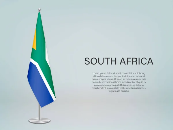 Sudáfrica Colgando Bandera Stand Plantilla Para Pancarta Conferencia Política — Vector de stock