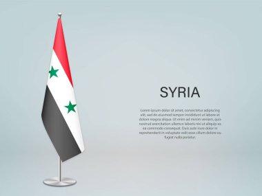 Suriye bayrağı sallanıyor. Siyasi konferans afişi şablonu