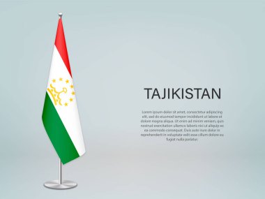 Tacikistan bayrağı asıyor. Siyasi konferans afişi şablonu