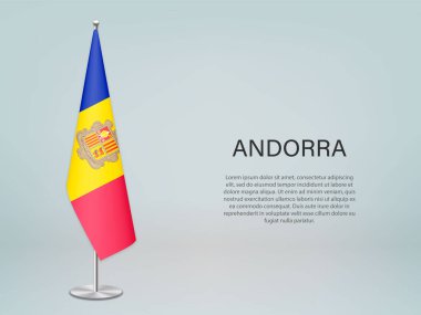 Andorra bayrak sallıyor. Siyasi konferans afişi şablonu