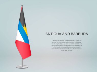 Antigua ve Barbuda bayrak sallıyor. Siyasi konferans afişi şablonu