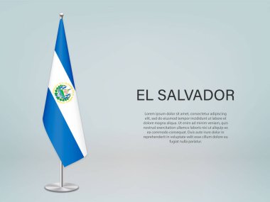 El Salvador bayrağı sallanıyor. Siyasi konferans afişi şablonu