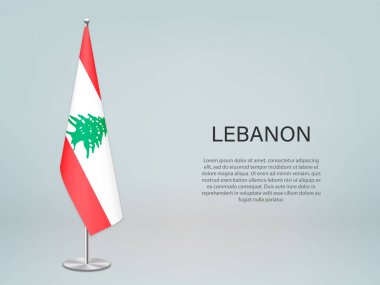 Lübnan bayrağı sallanıyor. Siyasi konferans afişi şablonu