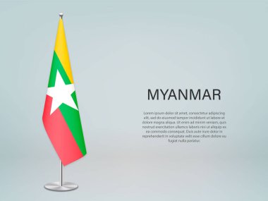 Myanmar bayrak sallıyor. Siyasi konferans afişi şablonu