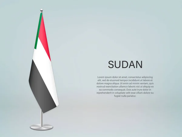 Soedan Hangt Vlag Tribune Sjabloon Voor Politieke Conferentie Banner — Stockvector