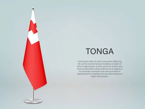 Tonga Pendurado Bandeira Modelo Para Banner Conferência Política — Vetor de Stock