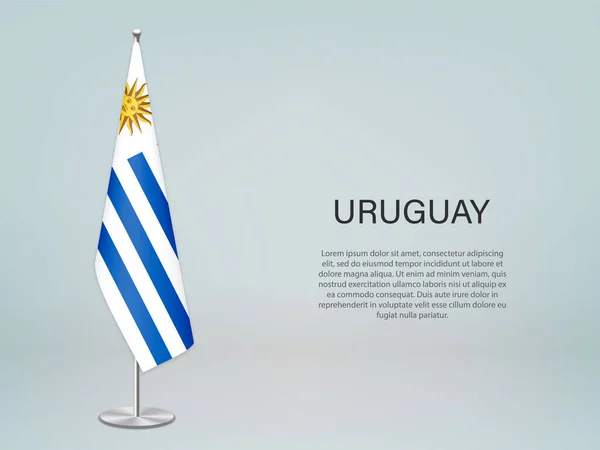 Uruguay Hanging Flag Stand Template Politic Conference Banner — Stock Vector