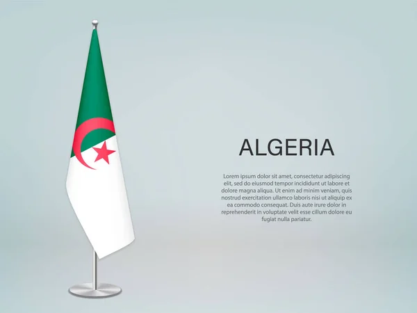 Algerien Hängt Flagge Stand Vorlage Für Politisches Konferenzbanner — Stockvektor