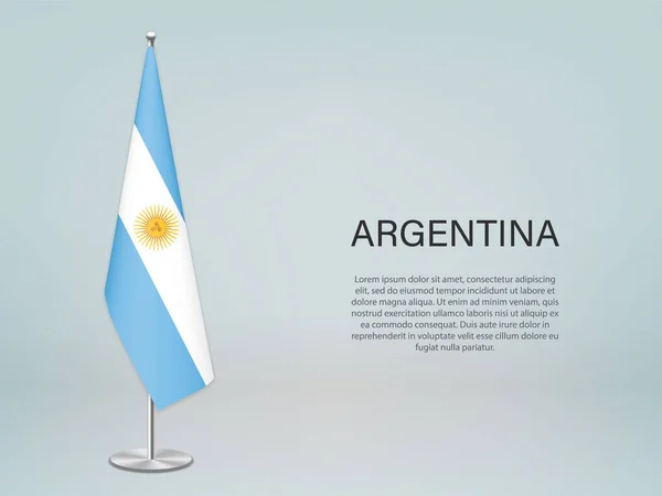 Bandera Argentina Colgando Stand Plantilla Para Pancarta Conferencia Política — Archivo Imágenes Vectoriales