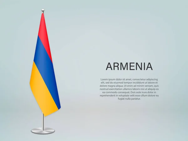 Armenien Hängt Flagge Stand Vorlage Für Politisches Konferenzbanner — Stockvektor