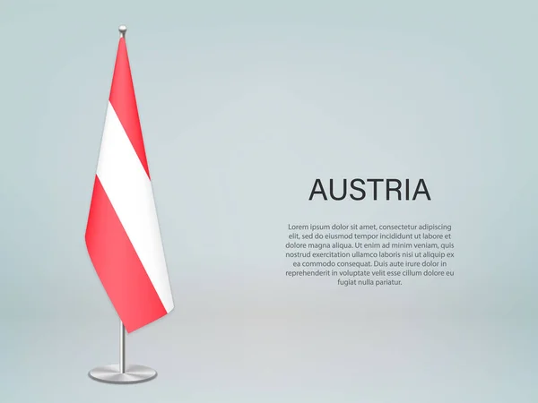 Austria Colgando Bandera Stand Plantilla Para Pancarta Conferencia Política — Vector de stock
