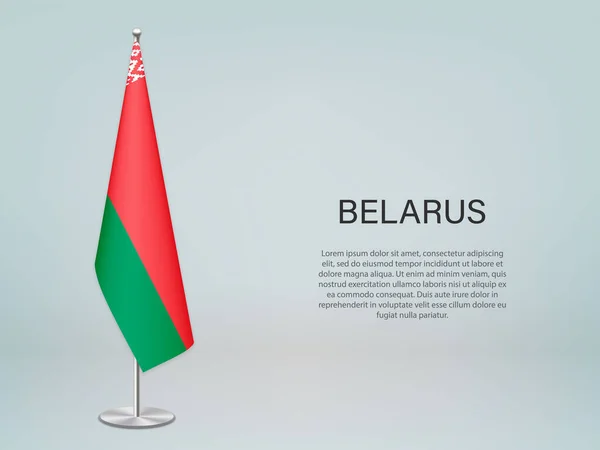 Bielorrusia Colgando Bandera Stand Plantilla Para Pancarta Conferencia Política — Archivo Imágenes Vectoriales