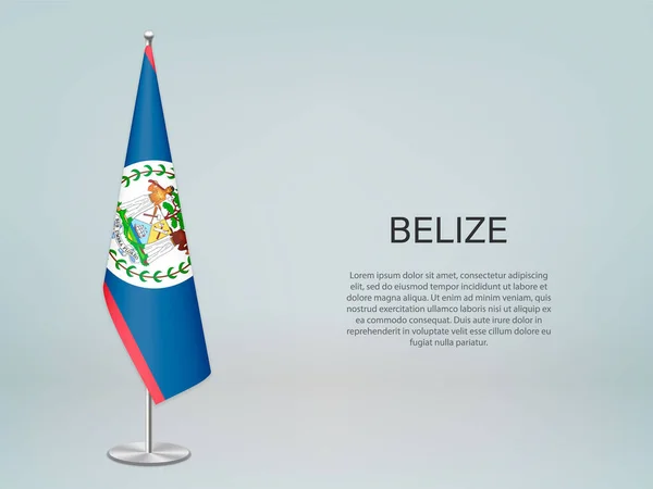 Bandeira Pendurada Belize Stand Modelo Para Banner Conferência Política —  Vetores de Stock