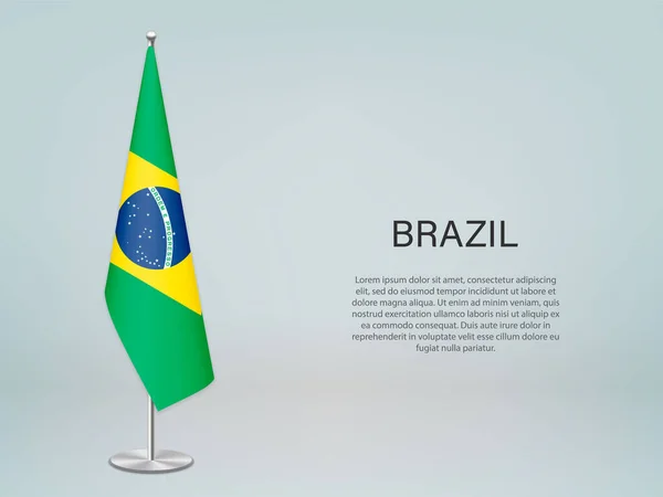 Bandeira Brasil Pendurada Stand Modelo Para Banner Conferência Política — Vetor de Stock