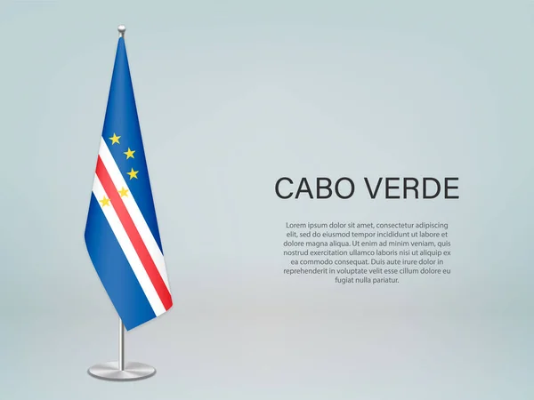 Bandera Cabo Verde Colgando Estrado Plantilla Para Pancarta Conferencia Política — Vector de stock