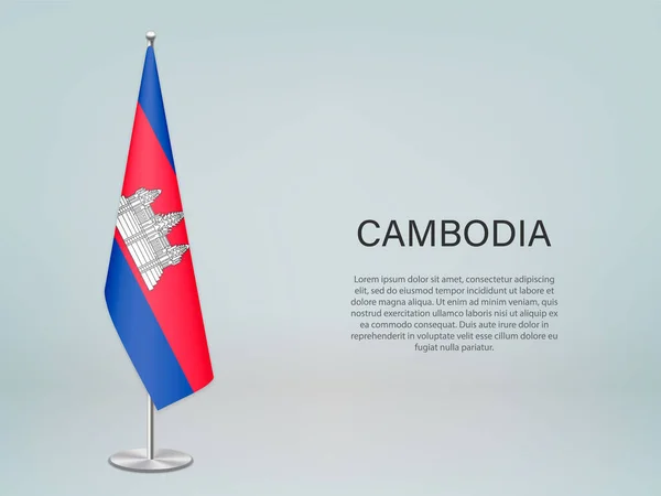 Drapeau Suspendu Cambodge Modèle Bannière Conférence Politique — Image vectorielle
